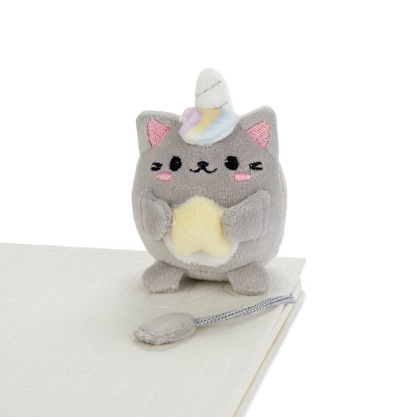 alvi Marcapáginas Fluffy Kawaii Starry Color gris Gato unicornio con estrella Suave y esponjoso Poli