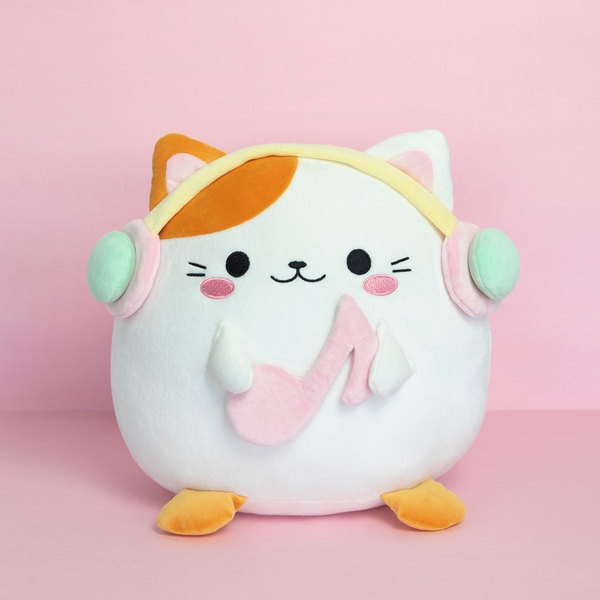 Balvi Kissen Fluffy Kawaii Melody Weiß Farbe Katze mit weichen und schwammigen Kopfhörern Nylon