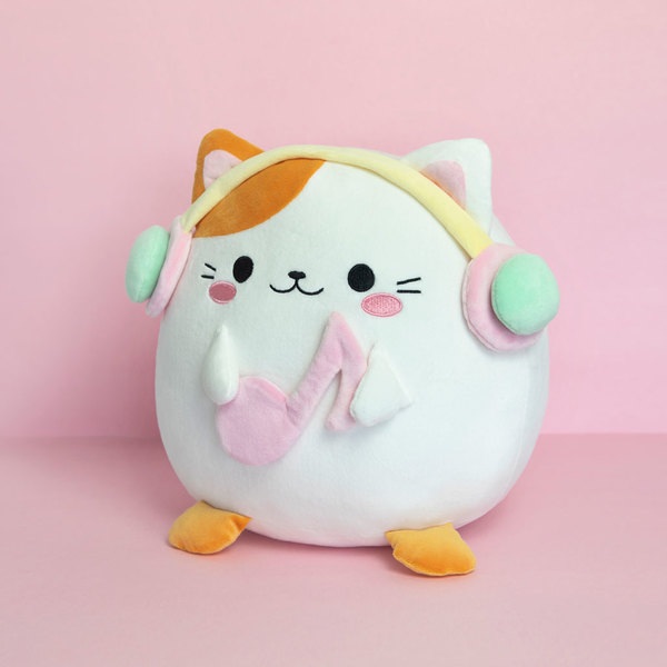 Balvi Kissen Fluffy Kawaii Melody Weiß Farbe Katze mit weichen und schwammigen Kopfhörern Nylon