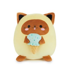 Balvi Cushion Fluffy Kawaii Minty Yellow Colour Ice Cream Loving Cat Soft and fluffy Nylon