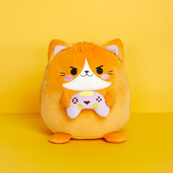 Balvi Kissen Fluffy Kawaii Gamer Farbe Orange Flauschig weiche Gamer-Katze Nylon