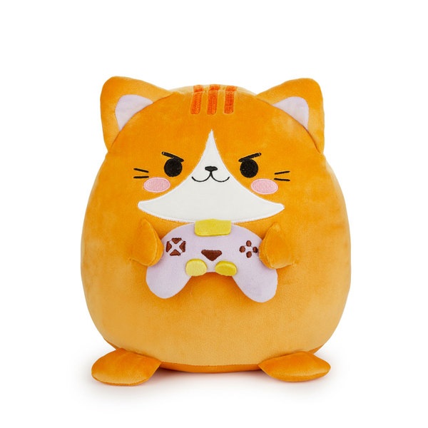 Balvi Kissen Fluffy Kawaii Gamer Farbe Orange Flauschig weiche Gamer-Katze Nylon