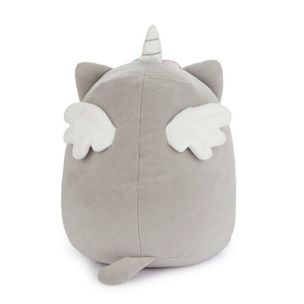 Balvi Cojín Fluffy Kawaii Starry Color gris Gato unicornio con estrella Suave y esponjoso Nylon