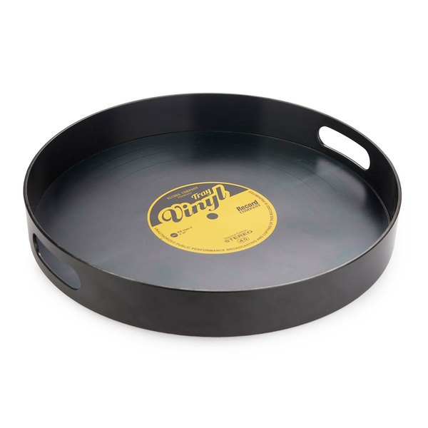 Balvi Bandeja Vinyl Color negro Diseño retro de disco de vinilo Nylon 34,5cm