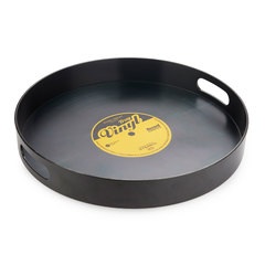 Balvi Plateau Vinyl Couleur noir Design rétro en forme de vinyle Nylon 34,5cm