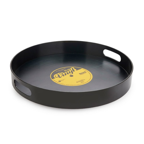 Balvi Bandeja Vinyl Color negro Diseño retro de disco de vinilo Nylon 34,5cm