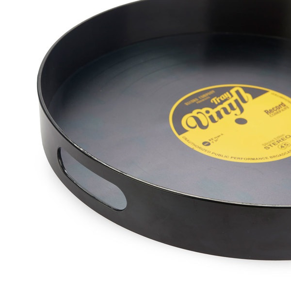 Balvi Bandeja Vinyl Color negro Diseño retro de disco de vinilo Nylon 34,5cm