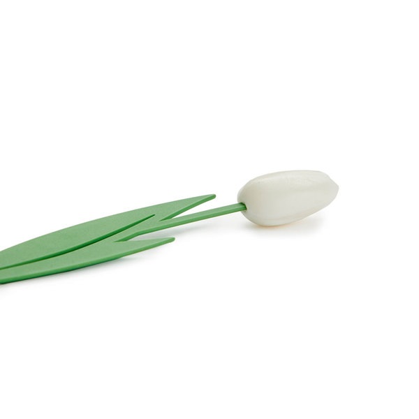 alvi, Lesezeichen Tulip Farbe Weiß Buchzeichen in Form einer farbigen Tulpe, dünn mit biegbarem Stie