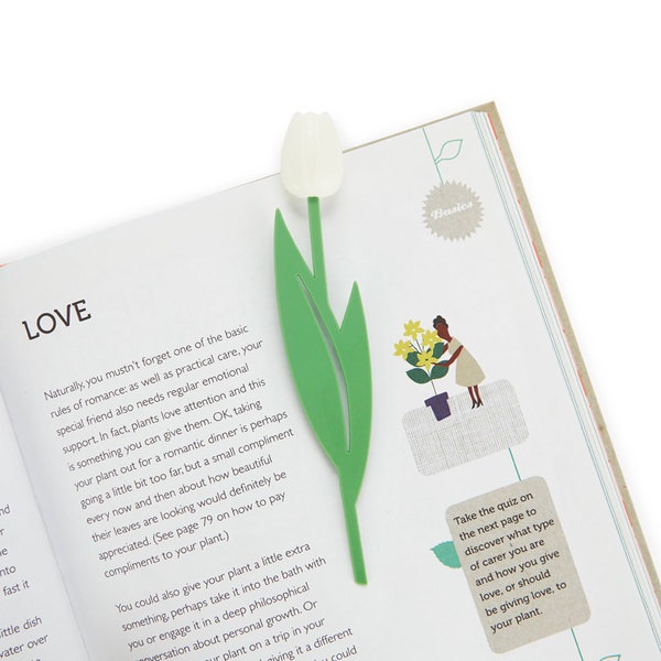 alvi, Lesezeichen Tulip Farbe Weiß Buchzeichen in Form einer farbigen Tulpe, dünn mit biegbarem Stie