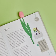 alvi Marcapáginas Tulip Color rosa Punto de lectura para libros en forma de tulipán de color, fino y