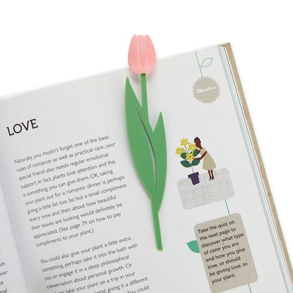 alvi, Lesezeichen Tulip Farbe Rosa Buchzeichen in Form einer farbigen Tulpe, dünn mit biegbarem Stie