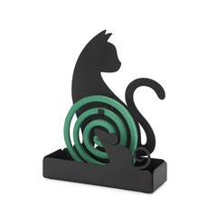 Balvi Soporte espiral mosquitos Feline Color negro Incluye base para los residuos Metal