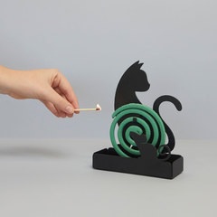 Balvi Soporte espiral mosquitos Feline Color negro Incluye base para los residuos Metal