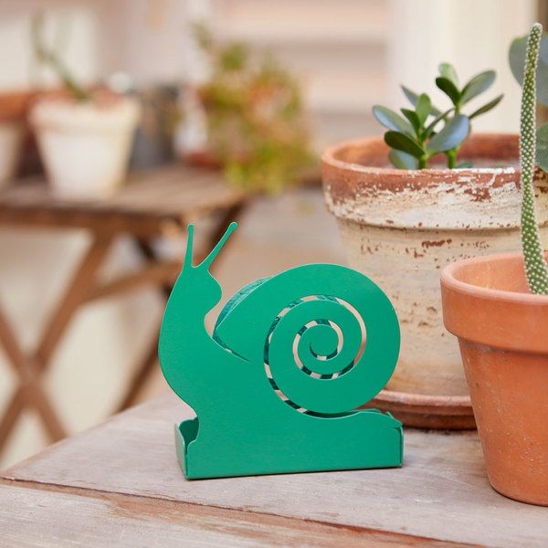 Balvi Soporte espiral mosquitos Snail Color verde Incluye base para los residuos Metal