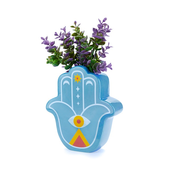 Balvi Vase Lucky Hand Couleur bleu La main de la chance Céramique 21cm