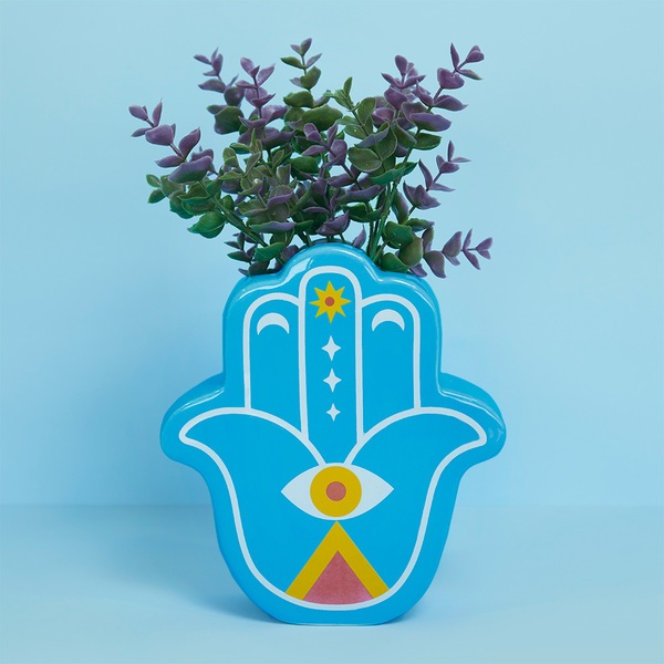 Balvi Vase Lucky Hand Couleur bleu La main de la chance Céramique 21cm