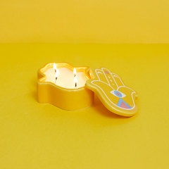 Balvi Bougie Lucky Hand Couleur jaune La main de la chance Cire/céramique