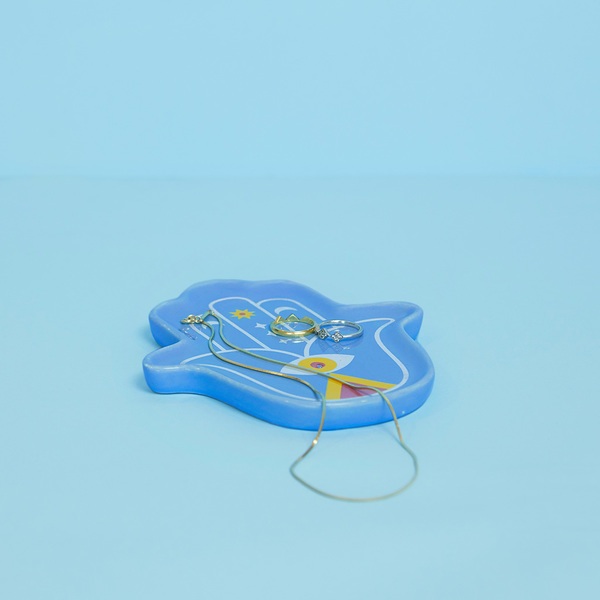 Balvi Portaincenso Lucky Hand Colore blu La mano della fortuna Ceramica