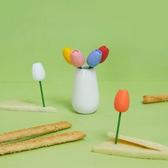 Balvi - Tulip Balvi Snack forks Tulip 6 skewers shaped like color tulips Ceramic/stainless/silicone