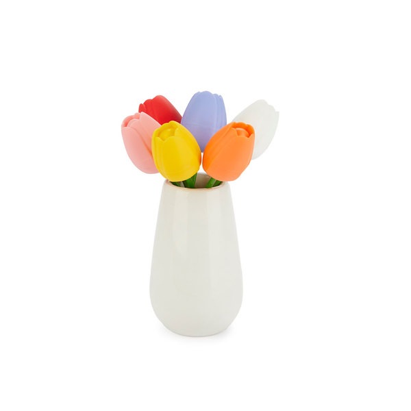 Balvi Tenedor aperitivo Tulip 6 pinchos con forma de tulipanes de color Cerámica/inox/silicona
