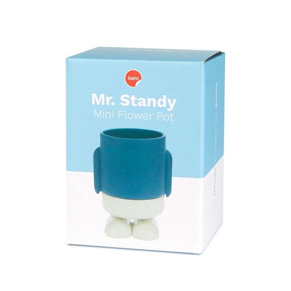 Balvi Mini maceta Mr Standy Color Azul Su parte inferior recoge el agua  Cerámica 13x8,5x8,5 cm