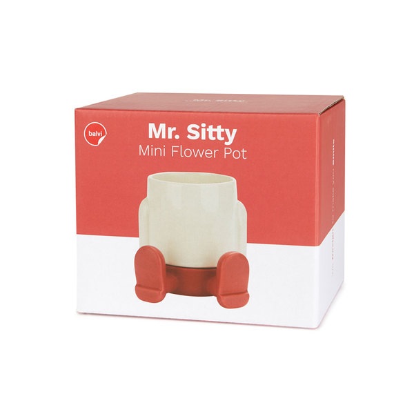 alvi Mini Blumentopf Mr Sitty Farbe Rot Am Bodenteil sammelt sich das überschüssige Wasser Aus Keram