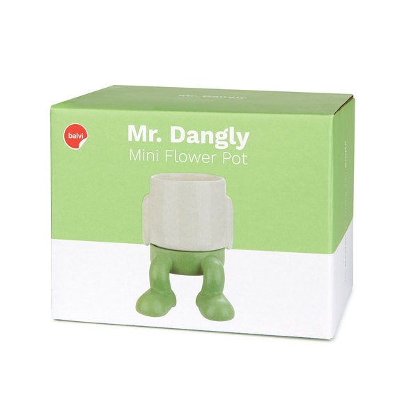 Balvi Mini maceta Mr Dangly Color Verde Su parte inferior recoge el agua Cerámica 14x8,5x8,5 cm