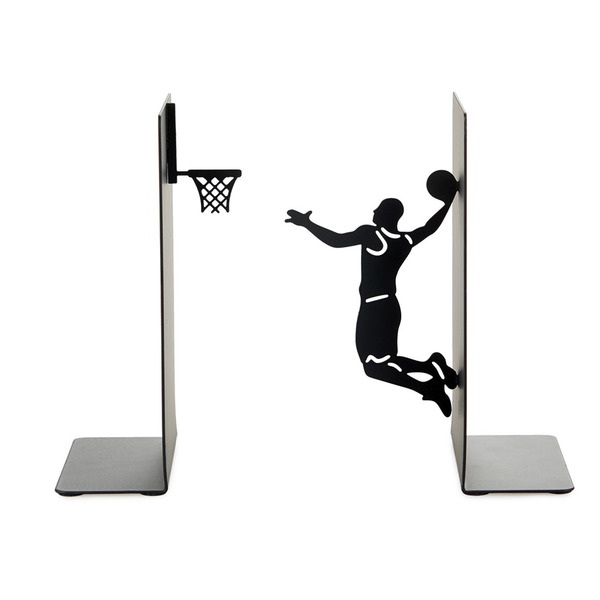 alvi Buchstütze Slum Dunk Farbe Schwarz Buchstütze für das Bücherregal in Form eines Basketballspiel