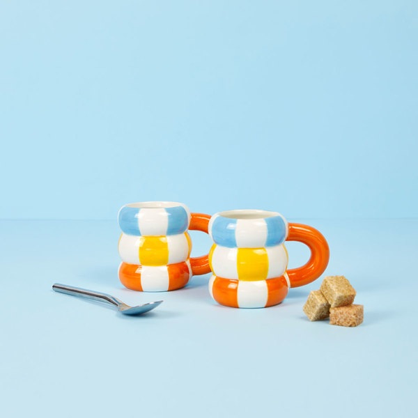 Balvi Set de tasses à café Floats 2 tasses en forme de bouées empilées Céramique 75 ml