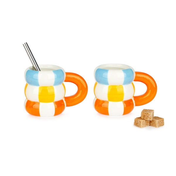 Balvi Set de tasses à café Floats 2 tasses en forme de bouées empilées Céramique 75 ml