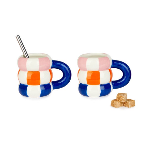Balvi Kaffetassen-set Floats 2 Tassen in Form gestapelter Schwimmer Keramik 75 ml