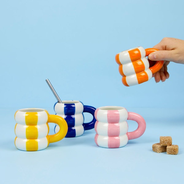Balvi Set tazas café Floats 4 tazas con forma de flotadores apilados Cerámica 75 ml