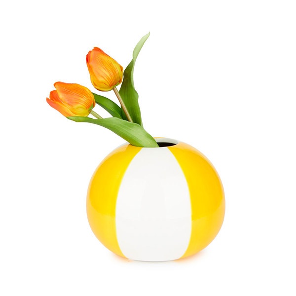 alvi Vaso da fiori Beach Ball Colore giallo A forma di pallone da spiaggia Ceramica 13,5x16,5x16,5 c