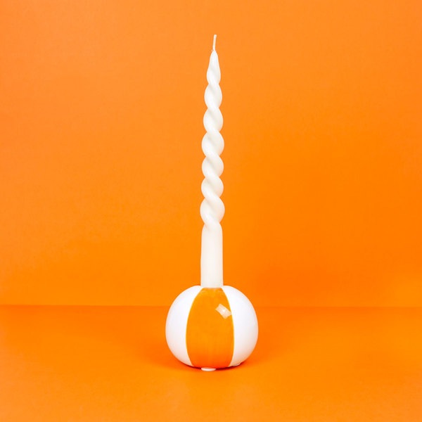 Balvi Candelabro Beach Ball Color naranja Con forma de pelota de playa Cerámica 8x9,5x9,5 cm