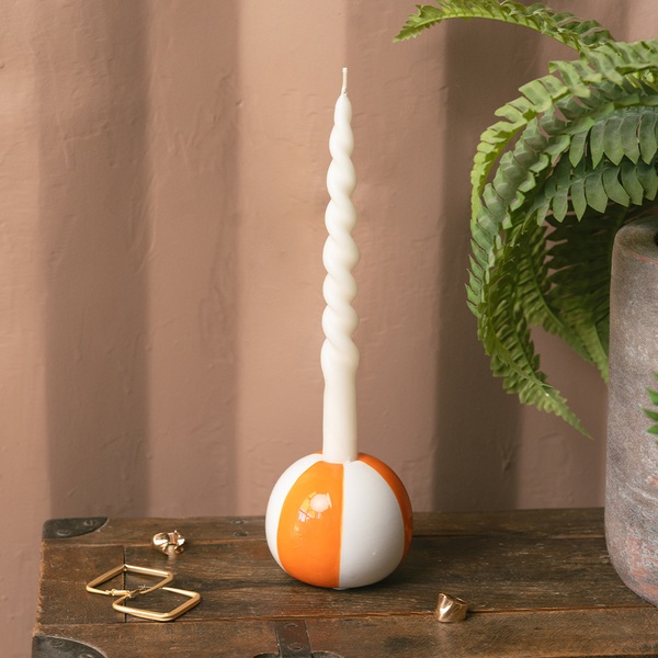Balvi Candelabro Beach Ball Color naranja Con forma de pelota de playa Cerámica 8x9,5x9,5 cm