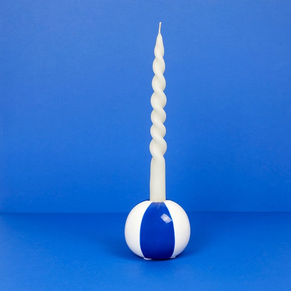 Balvi candelabro Beach Ball Colore blu A forma di pallone da spiaggia Ceramica 8x9,5x9,5 cm