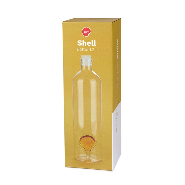 Balvi Botella Atlantic Shell Color amarillo Hecho a mano en borosilicato Vidrio 30cm