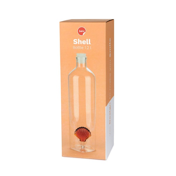 Balvi Botella Atlantic Shell Color ámbar Hecho a mano en borosilicato Vidrio 30cm
