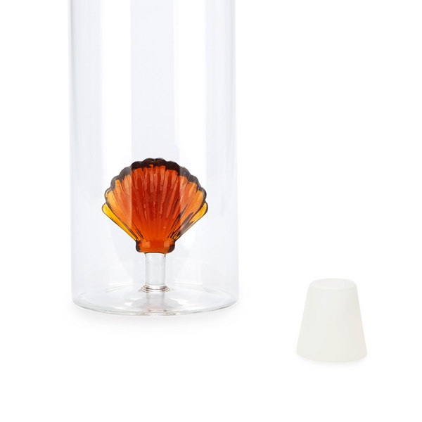 Balvi Botella Atlantic Shell Color ámbar Hecho a mano en borosilicato Vidrio 30cm