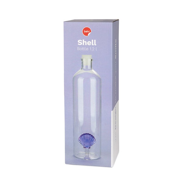Balvi Botella Atlantic Shell Color lila Hecho a mano en borosilicato Vidrio 30cm