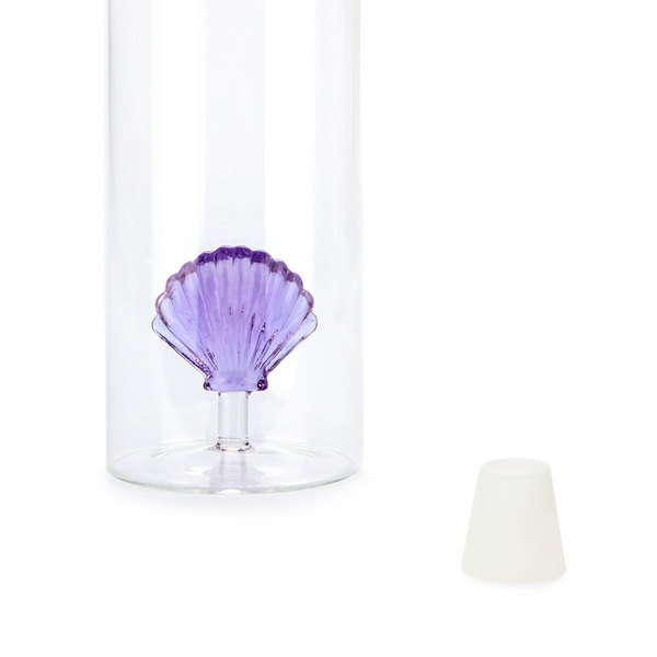 Balvi Botella Atlantic Shell Color lila Hecho a mano en borosilicato Vidrio 30cm