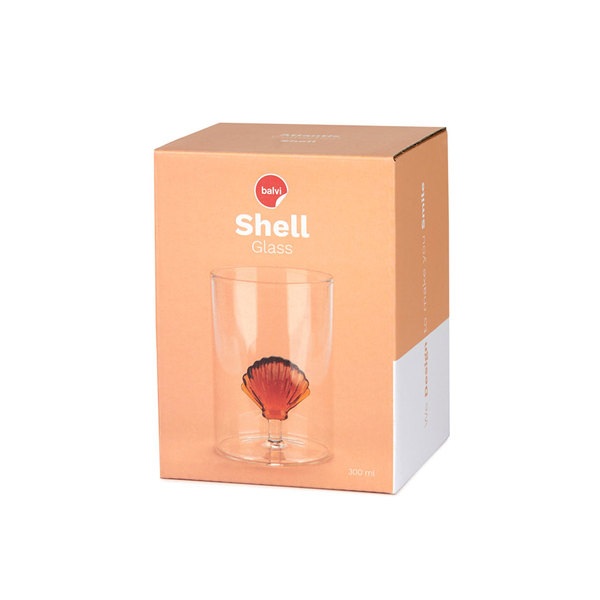 Balvi Glas Atlantic Shell Farbe Bernstein Handgemacht aus Borosilikatglas 300 ml