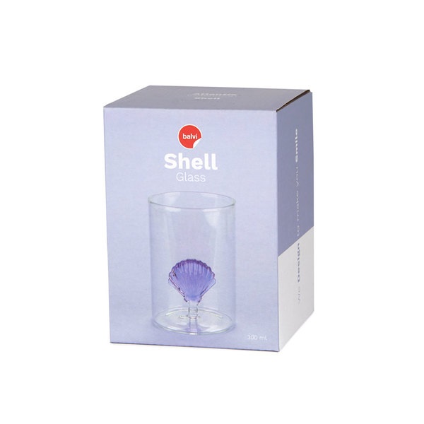 Balvi Vaso Atlantic Shell Color lila Hecho a mano en borosilicato Vidrio 300 ml