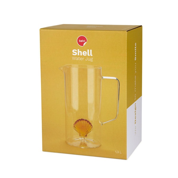 Balvi Jarra Atlantic Shell Color amarillo Hecho a mano en borosilicato Vidrio 1,3 L