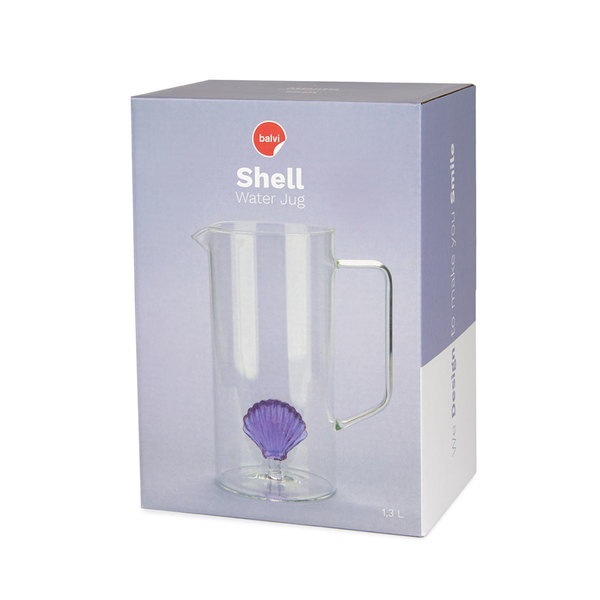 Balvi Jarra Atlantic Shell Color lila Hecho a mano en borosilicato Vidrio 1,3 L