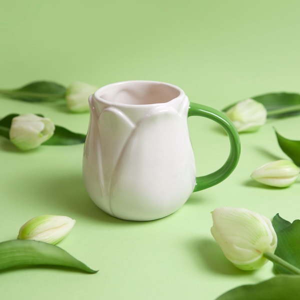 Balvi Mug Tulip White colour Tulip-shaped Mug Ceramic 400 ml
