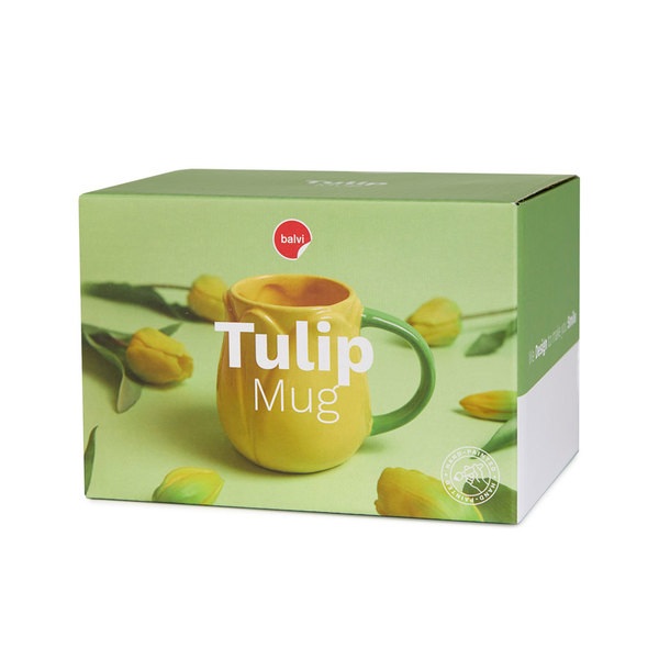 Balvi Mug Tulip Color amarillo Taza en forma de flor de tulipán Cerámica 400 ml