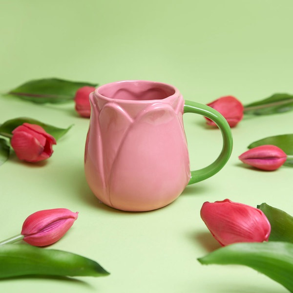 Balvi Mug Tulip Couleur rose Tasse en forme de tulipe Céramique 400 ml