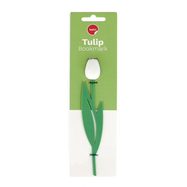 alvi, Lesezeichen Tulip Farbe Weiß Buchzeichen in Form einer farbigen Tulpe, dünn mit biegbarem Stie