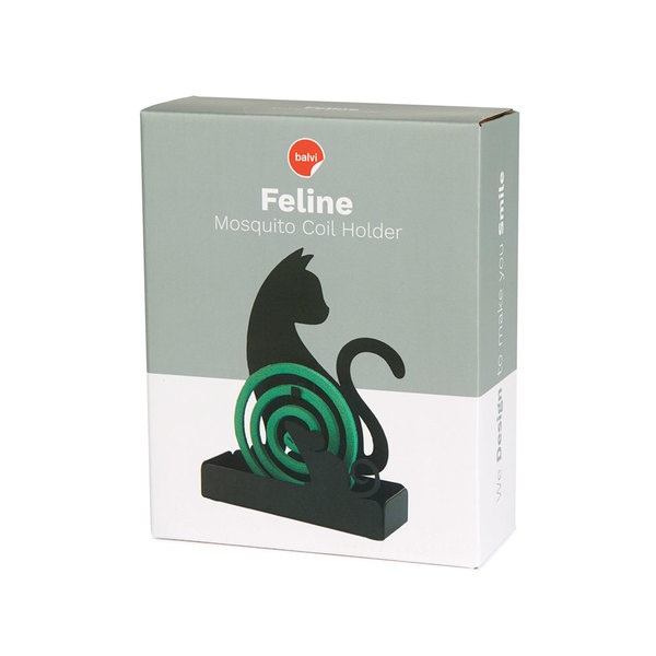 Balvi Soporte espiral mosquitos Feline Color negro Incluye base para los residuos Metal